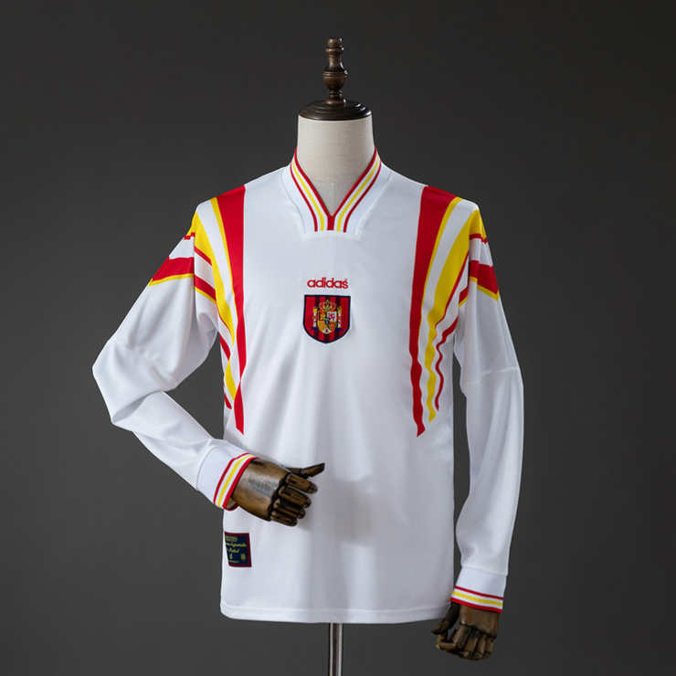 Retro Spania Bortedrakt 1996 Langermet Herre Fotballdrakt