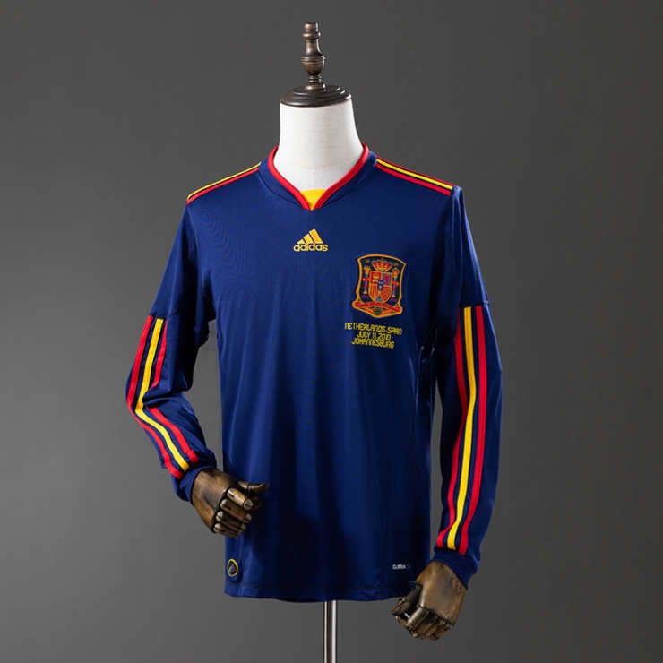 Retro Spania Bortedrakt 2010 Langermet Herre Fotballdrakt