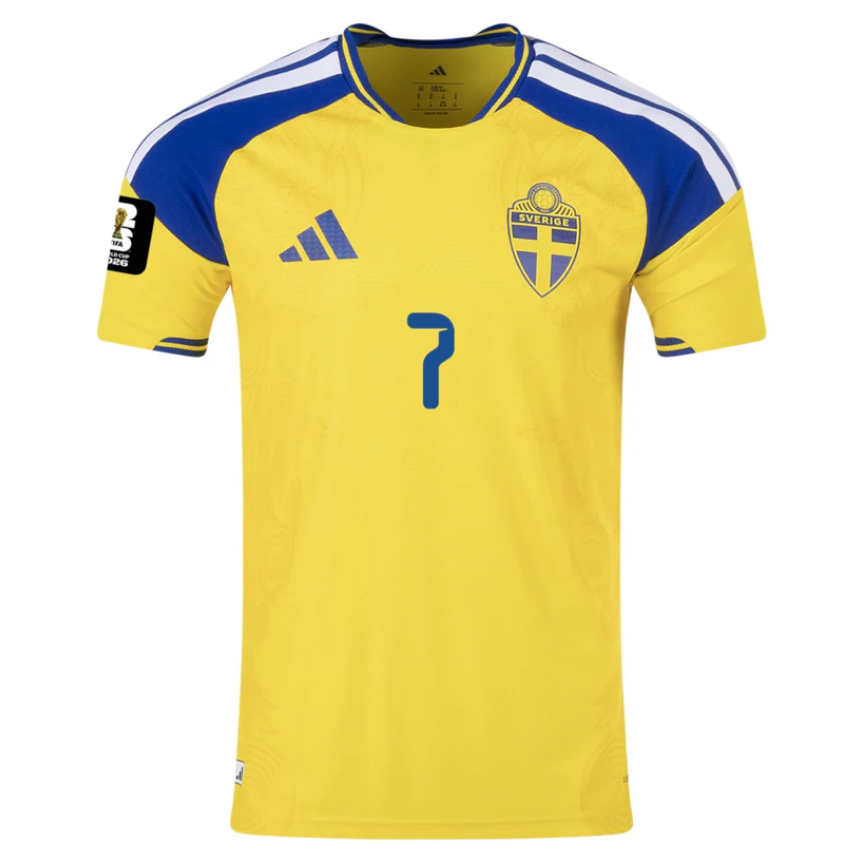 Sverige Hjemmedrakt VM 2026 Lucas Bergvall 7 Herre Kortermet Fotballdrakt