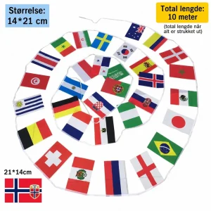 VM 2026 32 Landslag Vimpelrekke – 10 Meter Supporterflagg (10 stk inkludert)