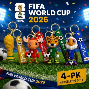VM 2026 Nøkkelring med Fotballmaskot 4-pk
