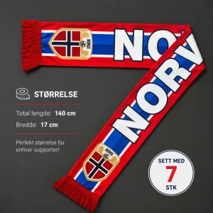 VM 2026 Norge landslagsskjerf Supporter skjerf 140×17 cm (Sett med 7 stk)