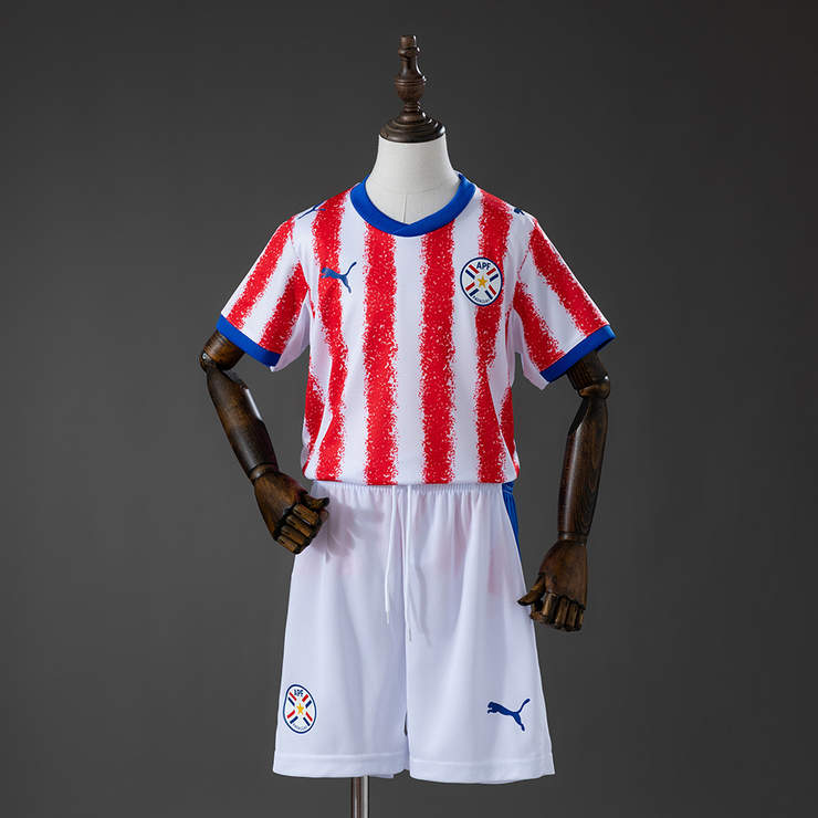 Paraguay VM 2026 Hjemmedrakt Fotballdraktsett Barn Kortermet