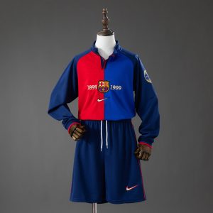 Retro Barcelona 100-årsjubileum Langermet Barn Fotballdraktsett