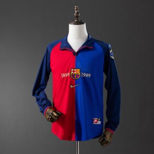 Retro Barcelona 1999/00 Hjemmedrakt Langermet Herre Fotballdrakt