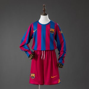 Retro Barcelona 2005/06 Champions League Hjemmedrakt Langermet Barn Fotballdraktsett