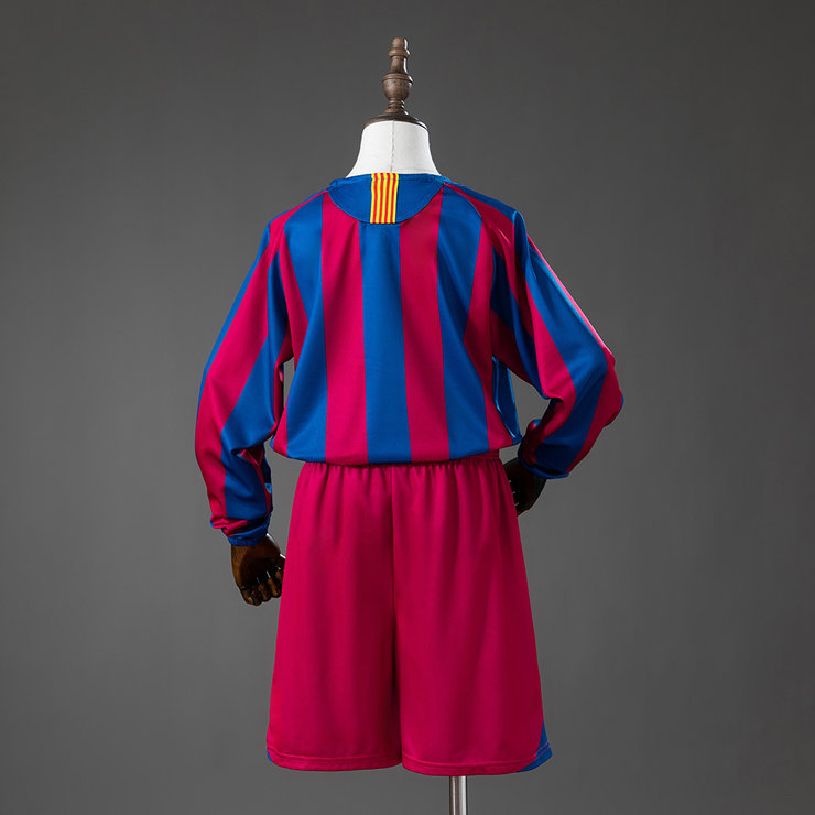 Retro Barcelona 2005/06 Hjemmedrakt Langermet Barn Fotballdraktsett