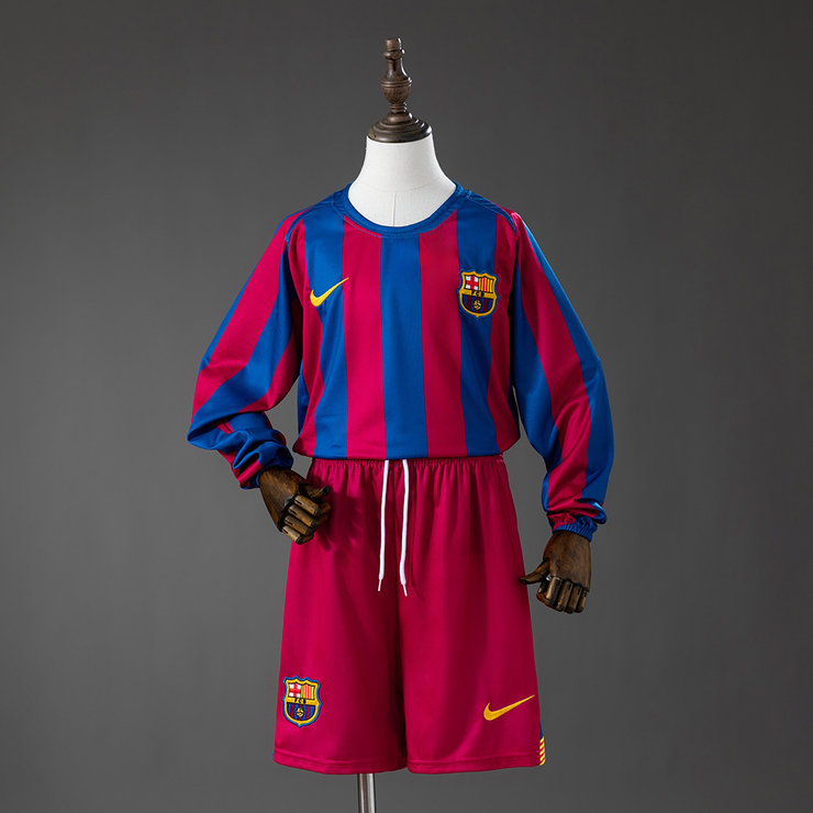 Retro Barcelona 2005/06 Hjemmedrakt Langermet Barn Fotballdraktsett