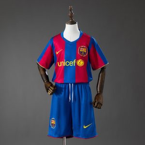 Retro Barcelona 2007/08 Hjemmedrakt Barn Fotballdraktsett
