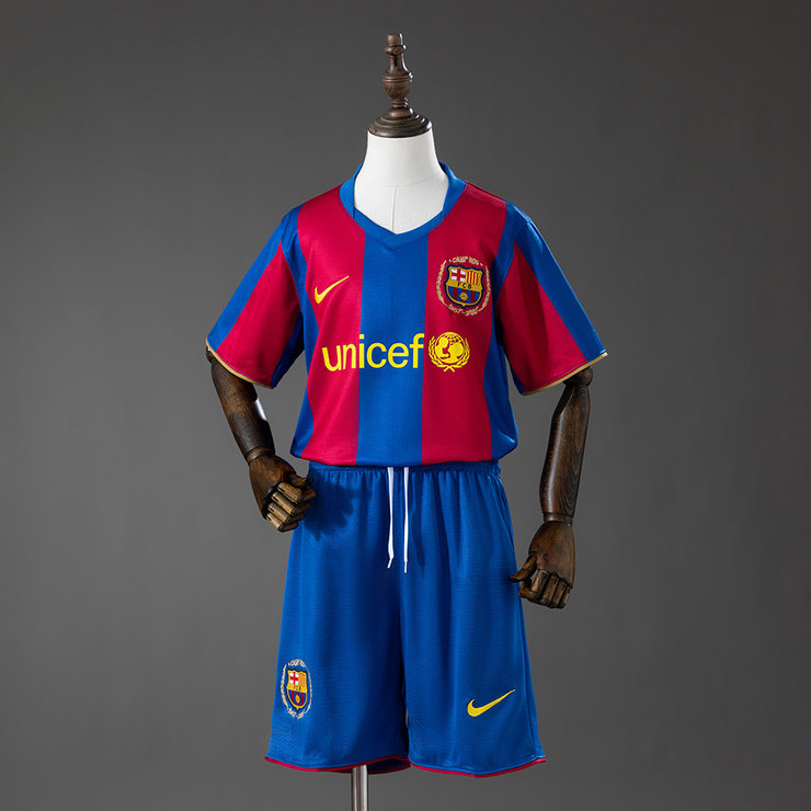 Retro Barcelona 2007/08 Hjemmedrakt Barn Fotballdraktsett