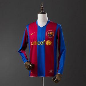 Retro Barcelona 2007/08 Hjemmedrakt Langermet Herre Fotballdrakt