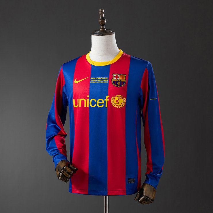 Retro Barcelona 2010/11 Hjemmedrakt Langermet Herre Fotballdrakt