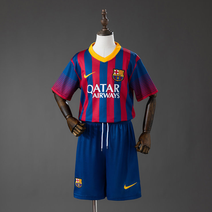 Retro Barcelona 2013/14 Hjemmedrakt Barn Fotballdraktsett