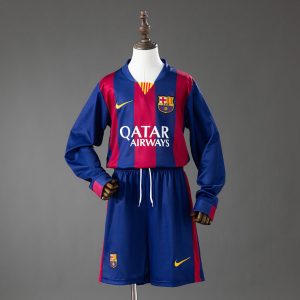 Retro Barcelona 2014/15 Hjemmedrakt Langermet Barn Fotballdraktsett
