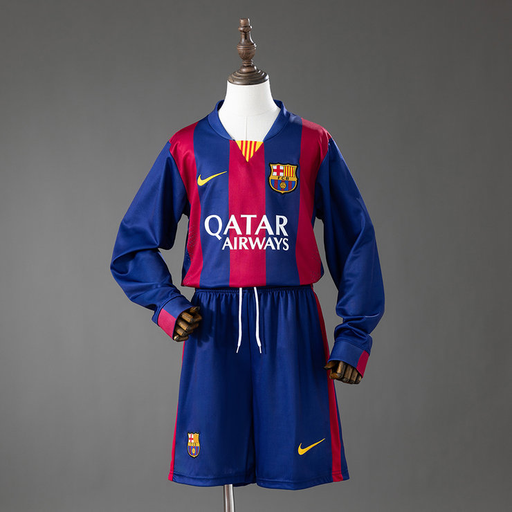 Retro Barcelona 2014/15 Hjemmedrakt Langermet Barn Fotballdraktsett