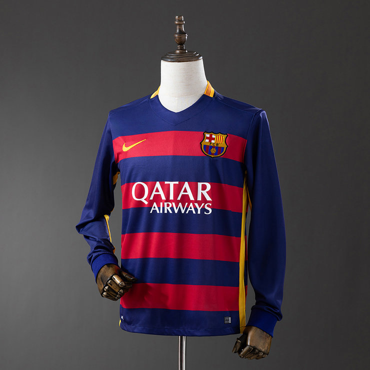 Retro Barcelona 2015/16 Hjemmedrakt Langermet Herre Fotballdrakt