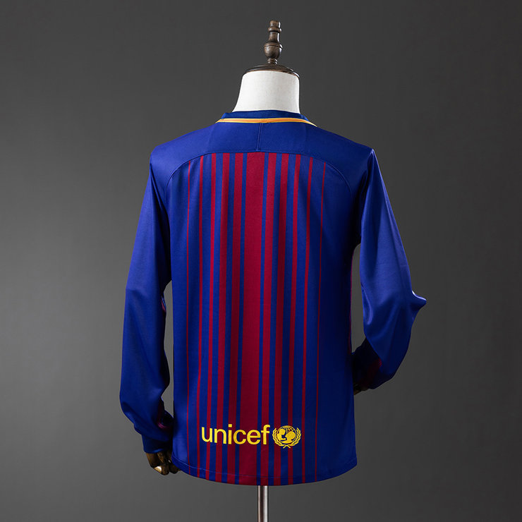 Retro Barcelona 2017/18 Hjemmedrakt Langermet Herre Fotballdrakt