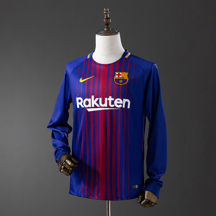 Retro Barcelona 2017/18 Hjemmedrakt Langermet Herre Fotballdrakt