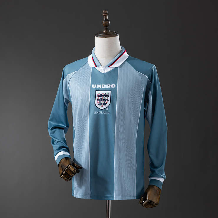 Retro England 1996 Bortedrakt Langermet Herre Fotballdrakt