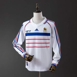 Retro Frankrike 1998 Bortedrakt Langermet Herre Fotballdrakt