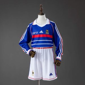 Retro Frankrike 1998 Hjemmedrakt Langermet Barn Fotballdraktsett