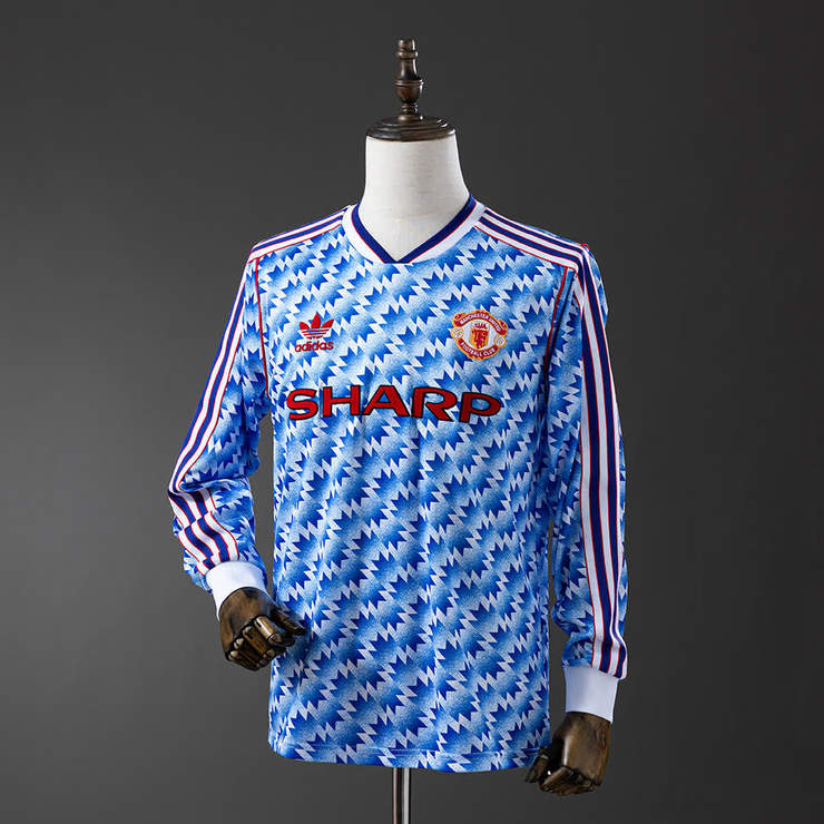 Retro Manchester United 1990/92 Bortedrakt Langermet Herre Fotballdrakt