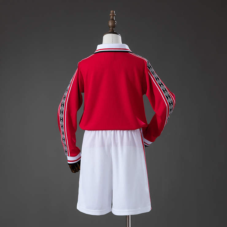 Retro Manchester United 1998/99 Hjemmedrakt Langermet Barn Fotballdraktsett