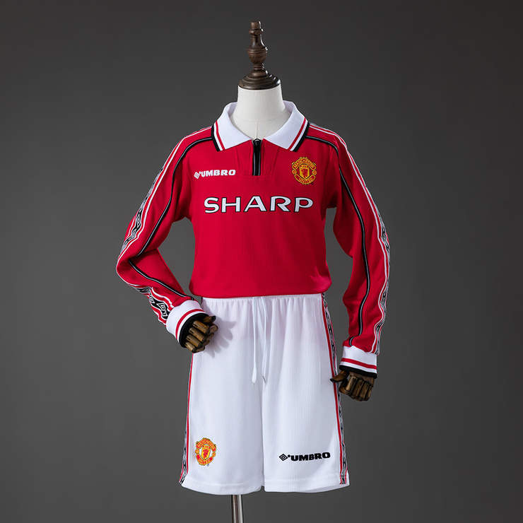Retro Manchester United 1998/99 Hjemmedrakt Langermet Barn Fotballdraktsett