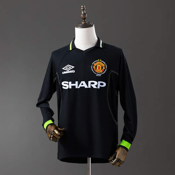 Retro Manchester United 1998/99 Tredjedrakt Langermet Champions League Fotballdrakt Herre