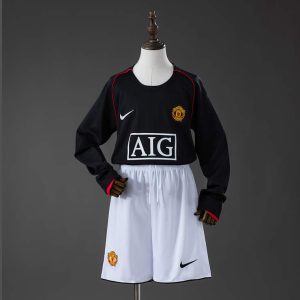 Retro Manchester United 2007/08 Bortedrakt Langermet Barn Fotballdraktsett