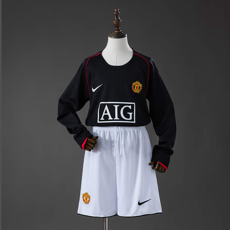 Retro Manchester United 2007/08 Bortedrakt Langermet Barn Fotballdraktsett