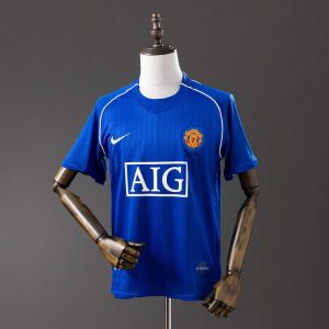 Retro Manchester United 2007/08 Keeperdrakt Blå Fotballdrakt Herre