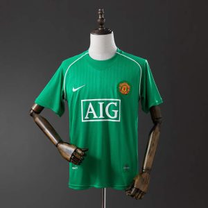 Retro Manchester United 2007/08 Keeperdrakt Grønn Fotballdrakt Herre