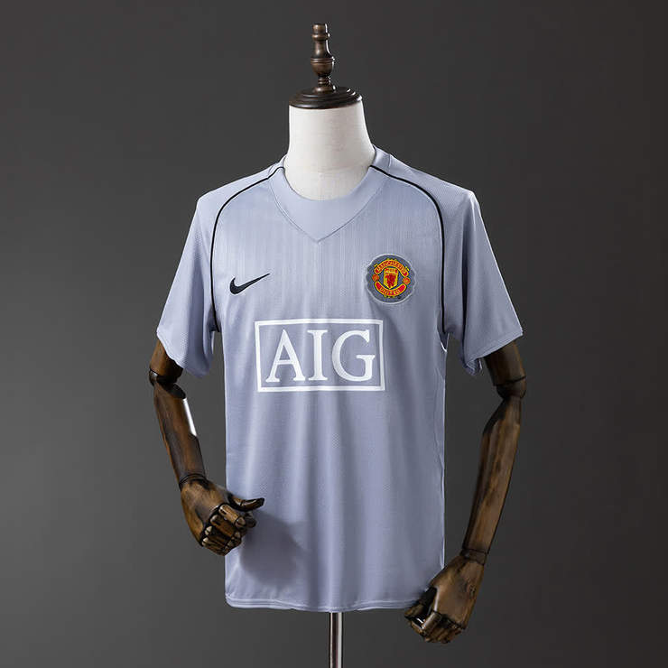 Retro Manchester United 2007 Keeperdrakt Grå Fotballdrakt Herre