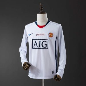 Retro Manchester United 2008/09 Bortedrakt Langermet Champions League Fotballdrakt Herre