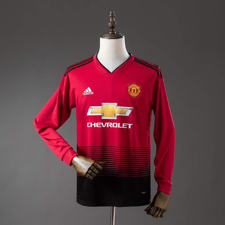 Retro Manchester United 2018/19 Hjemmedrakt Langermet Herre Fotballdrakt