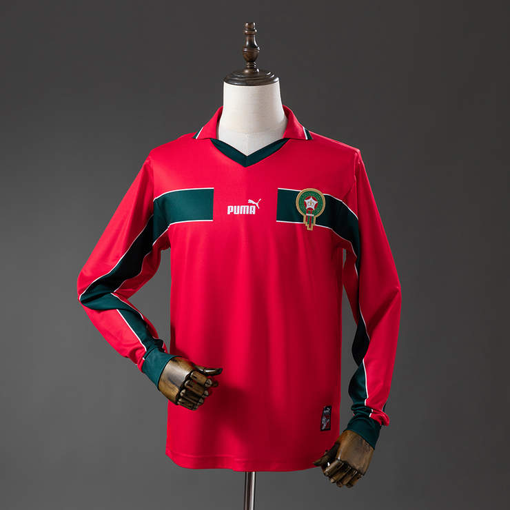 Retro Marokko 1998 Bortedrakt Langermet Herre Fotballdrakt
