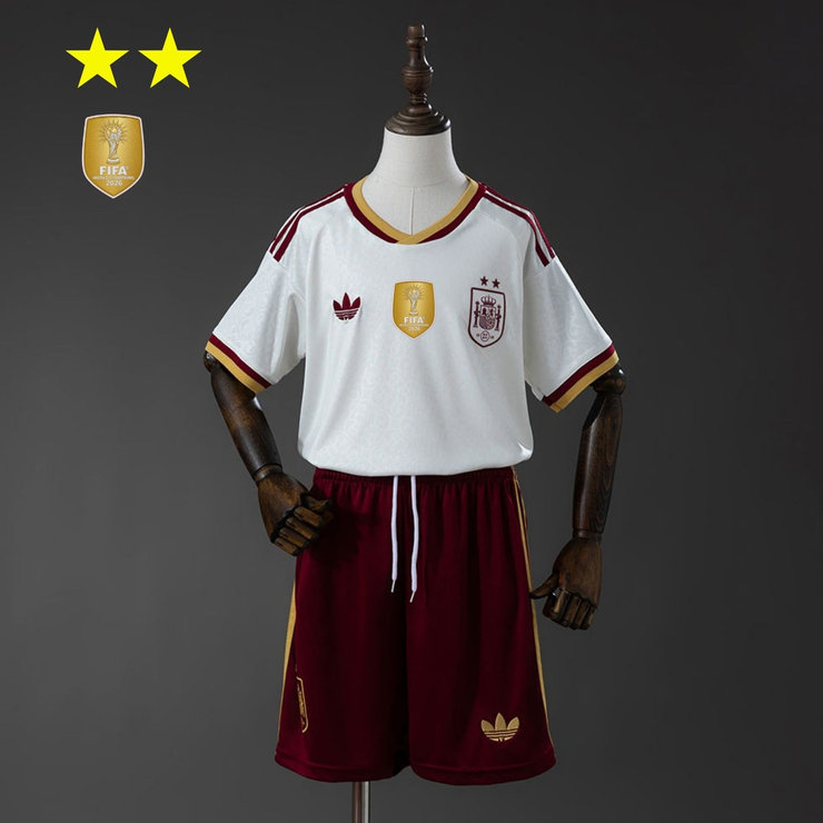 Spania VM 2026 Bortedrakt Barn Fotballdraktsett Mesterutgave To Stjerner