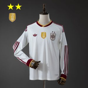 Spania VM 2026 Bortedrakt Herre Langermet Fotballdrakt Mesterutgave To Stjerner