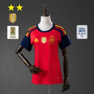 Spania VM 2026 Hjemmedrakt Dame Fotballdrakt Mesterutgave To Stjerner med VM-Patch