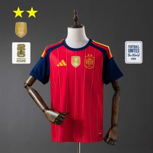 Spania VM 2026 Hjemmedrakt Herre Fotballdrakt Mesterutgave To Stjerner med VM-Patch