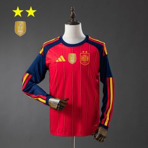 Spania VM 2026 Hjemmedrakt Herre Langermet Fotballdrakt Mesterutgave To Stjerner