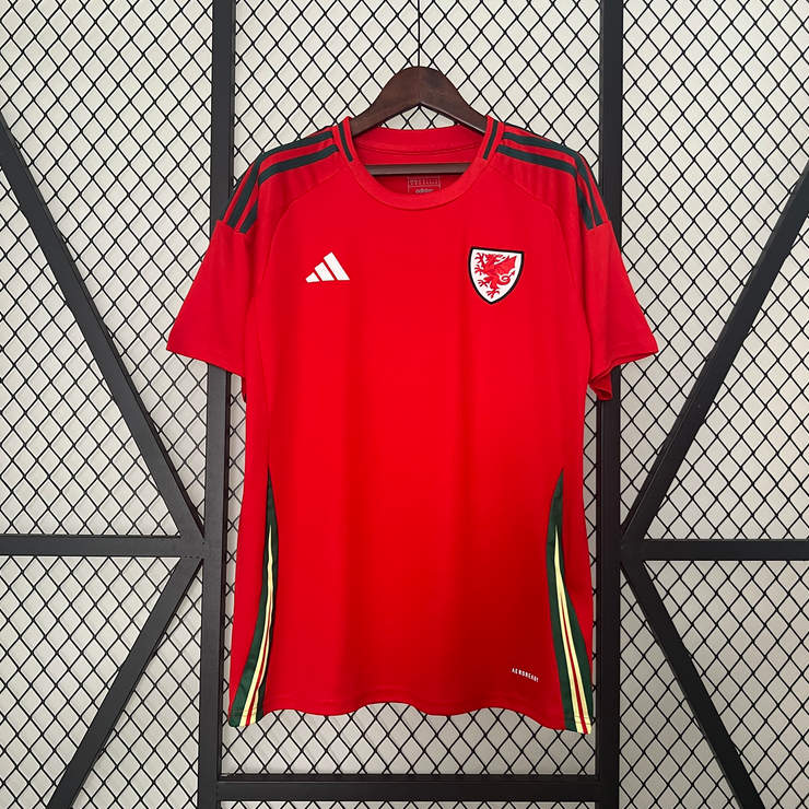 Wales 2024 Hjemmedrakt Rød Kortermet Fotballdrakt Herre
